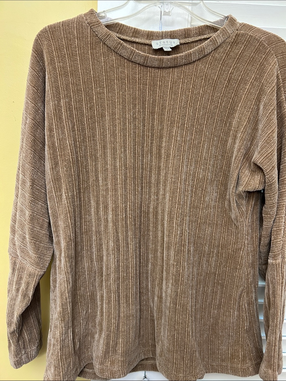 Status Brown Ribbed Crewneck Top - Women's